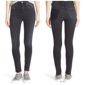 Rag & Bone Dive High Rise Skinny in Clean Steele Black Jeans Size 25